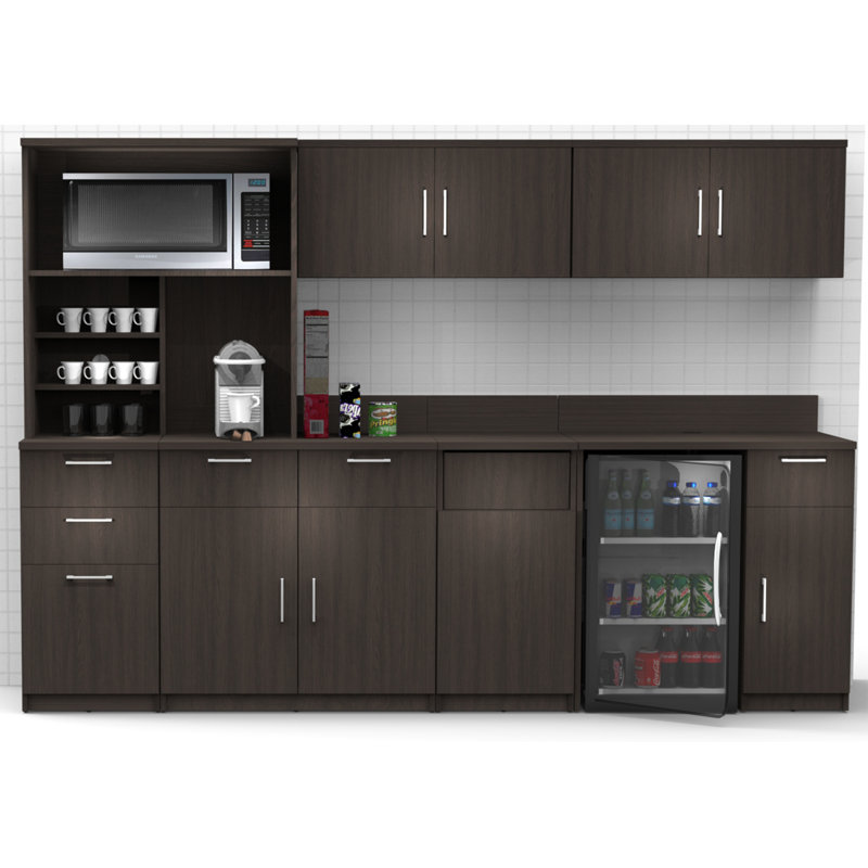 Breaktime Buffet Sideboard Kitchen Break Room Lunch Coffee Kitchenette Cabinets 7 Pc Espresso Factory Assembled Furniture Items Purchase Only Wayfair